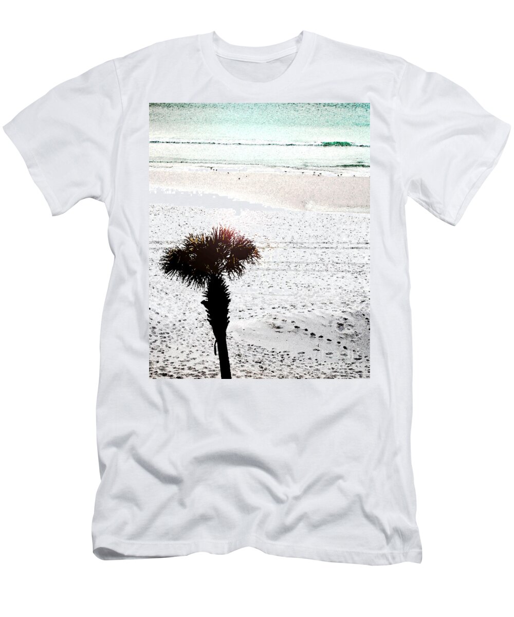 Beach T-Shirt featuring the digital art Beach Palm by Lizi Beard-Ward