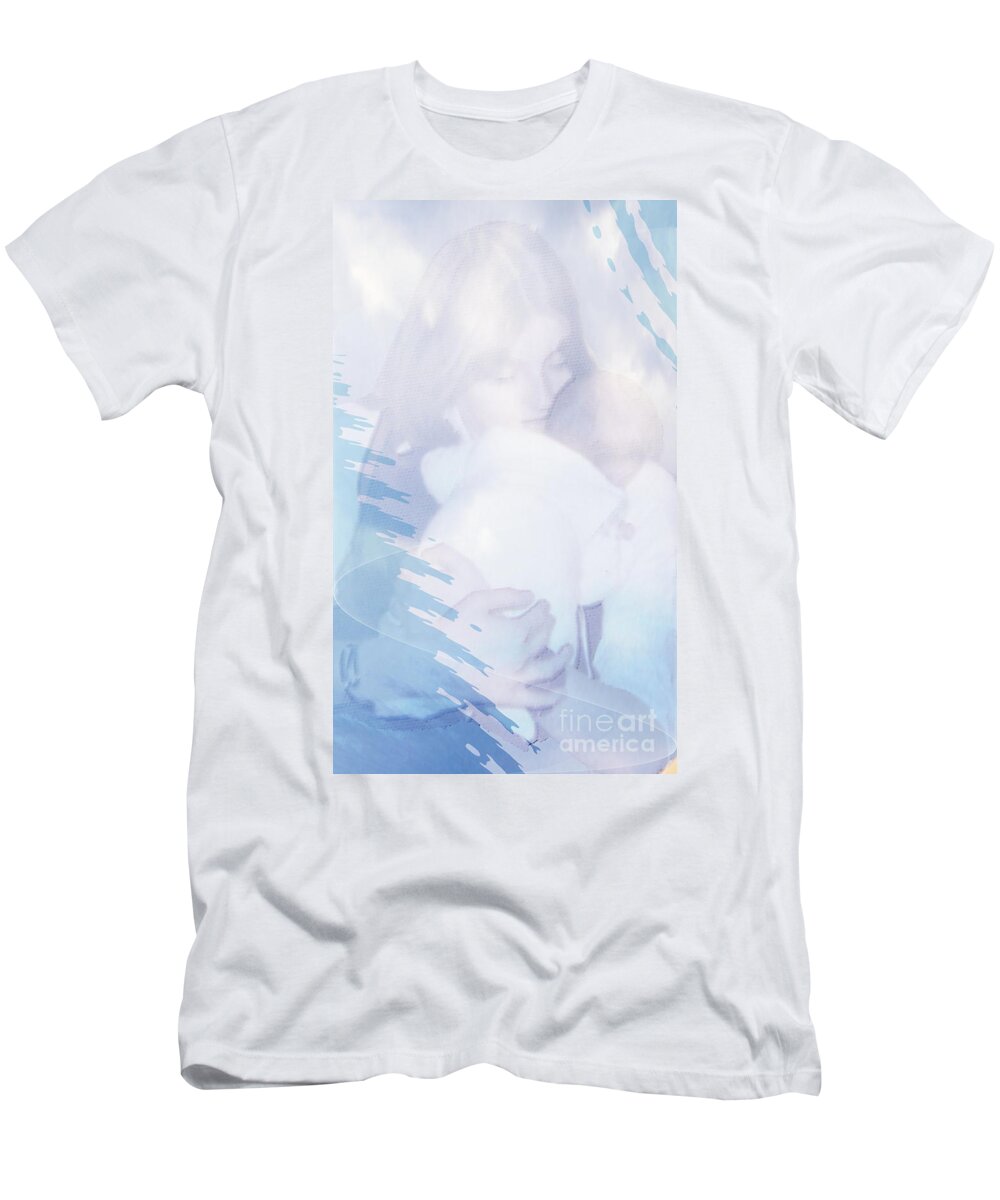 Mother And Baby T-Shirt featuring the photograph Behind the curtain by Eva-Maria Di Bella