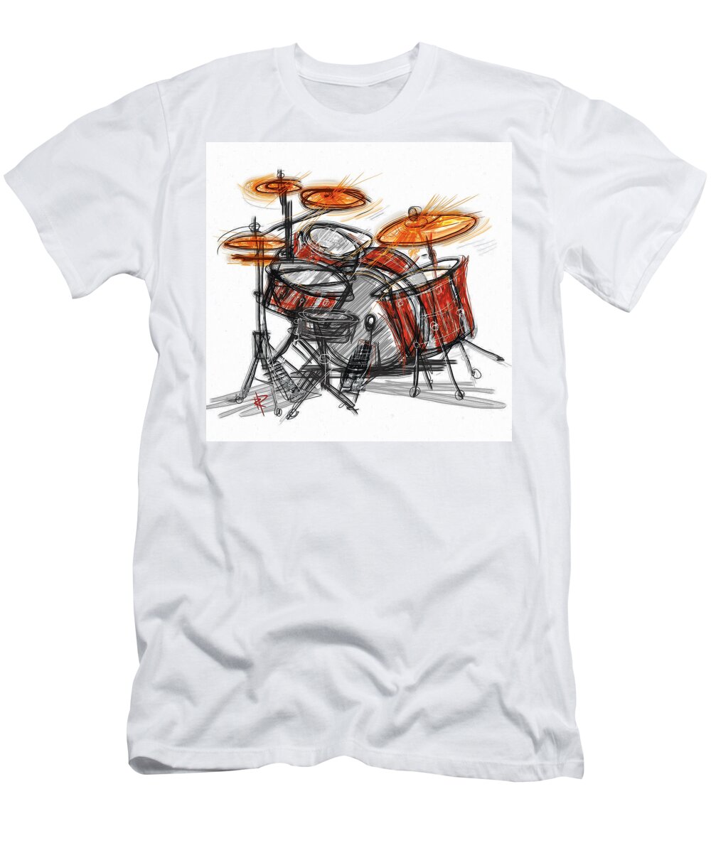 Drum T-Shirt featuring the mixed media Boom BaBa Boom by Russell Pierce