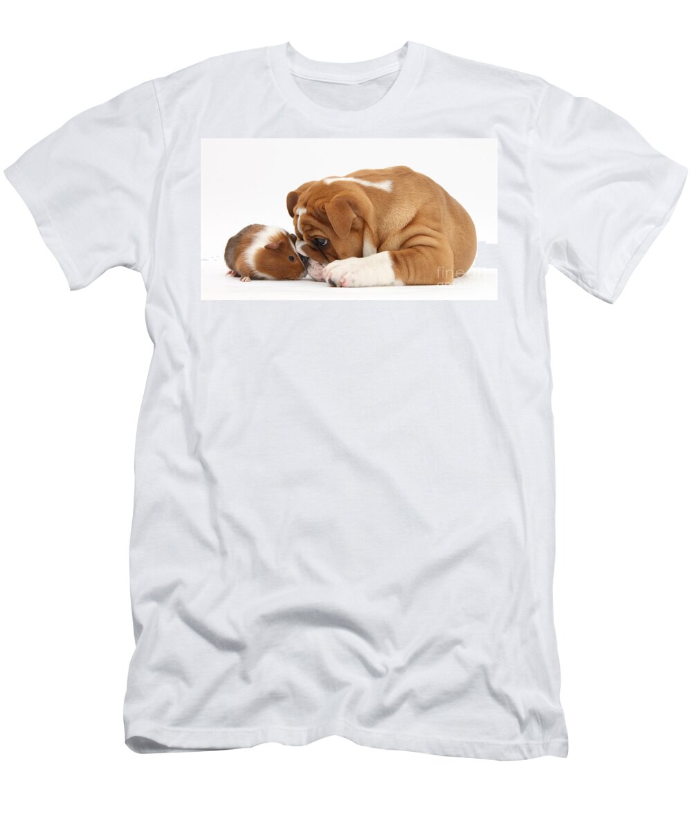 Nature T-Shirt featuring the photograph Bulldog Pup And Guinea Pig by Mark Taylor