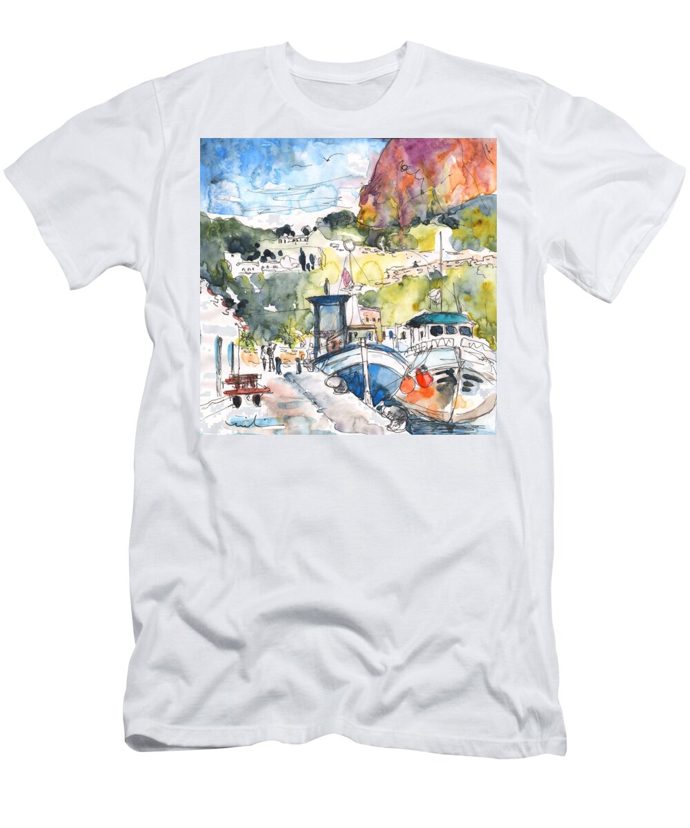 Travel T-Shirt featuring the painting Calpe Harbour 05 by Miki De Goodaboom