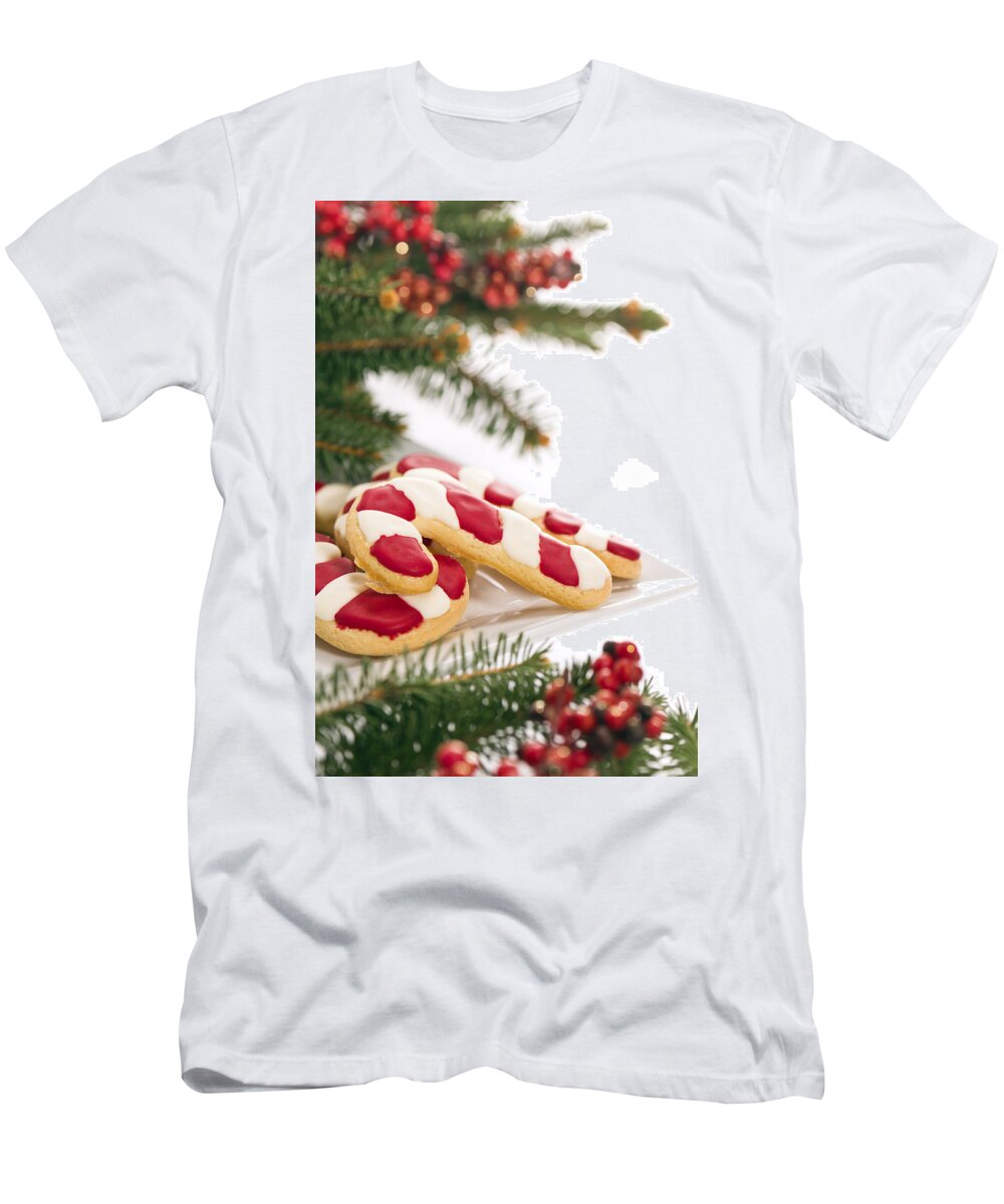 Icing Sugar T-Shirt featuring the photograph Christmas Cookies Decorated With Real Tree Branches by U Schade