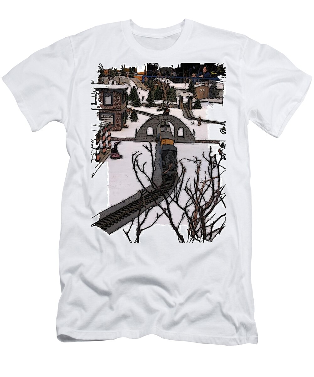 Christmas T-Shirt featuring the digital art Christmas Train by Tim Allen