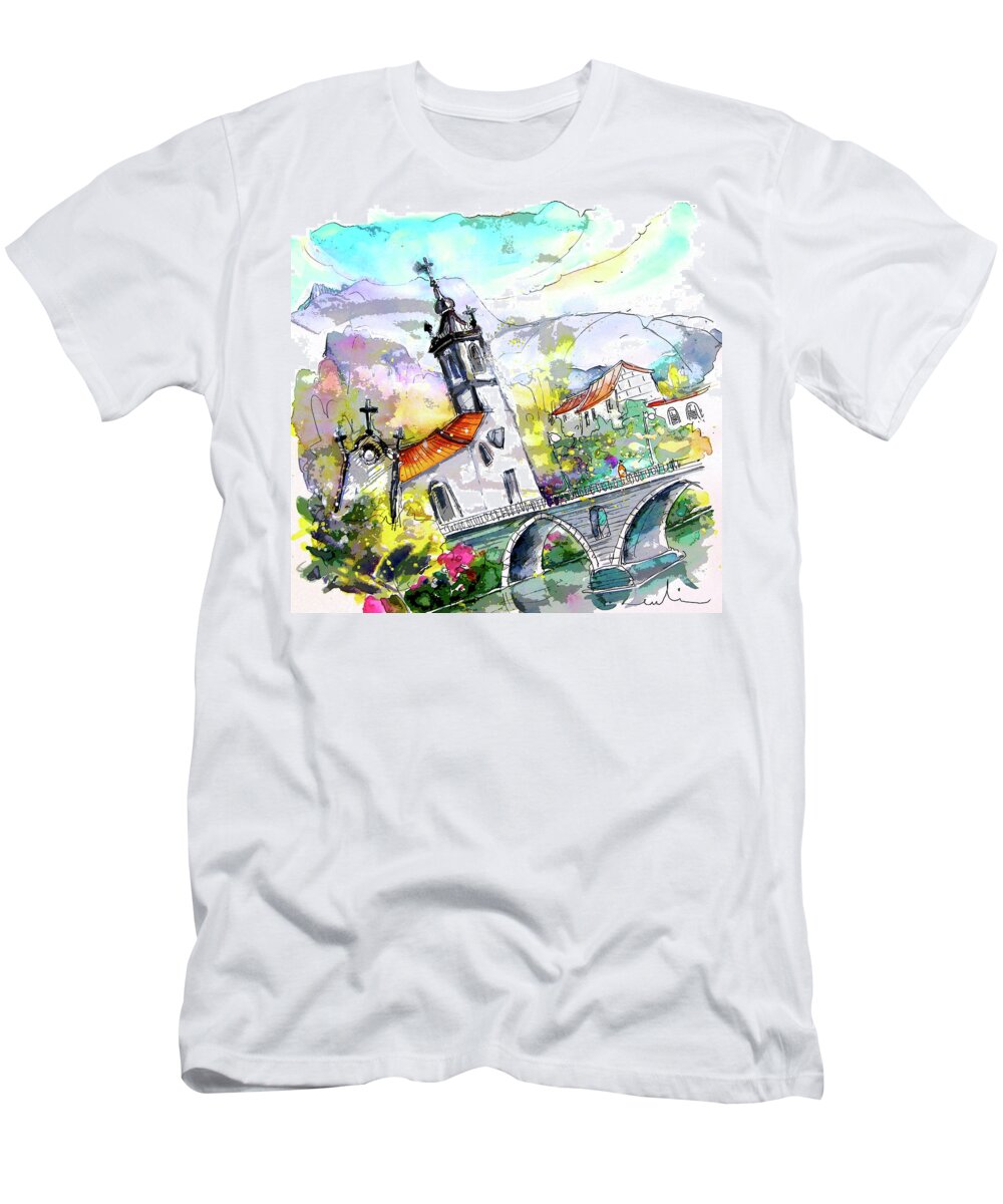 Portugal T-Shirt featuring the painting Church in Ponte de Lima in Portugal by Miki De Goodaboom