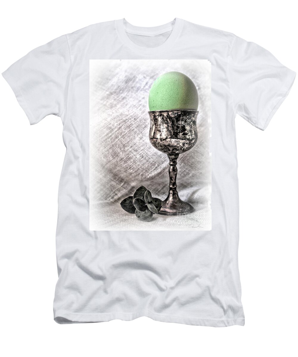 Green Colored Easter Eggs T-Shirt featuring the photograph Elegant Green Easter by Danuta Bennett
