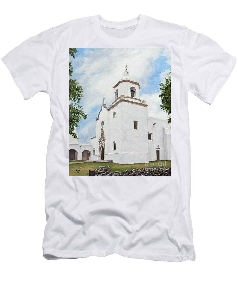 Art T-Shirt featuring the painting Espiritu Santo Mission by Jimmie Bartlett