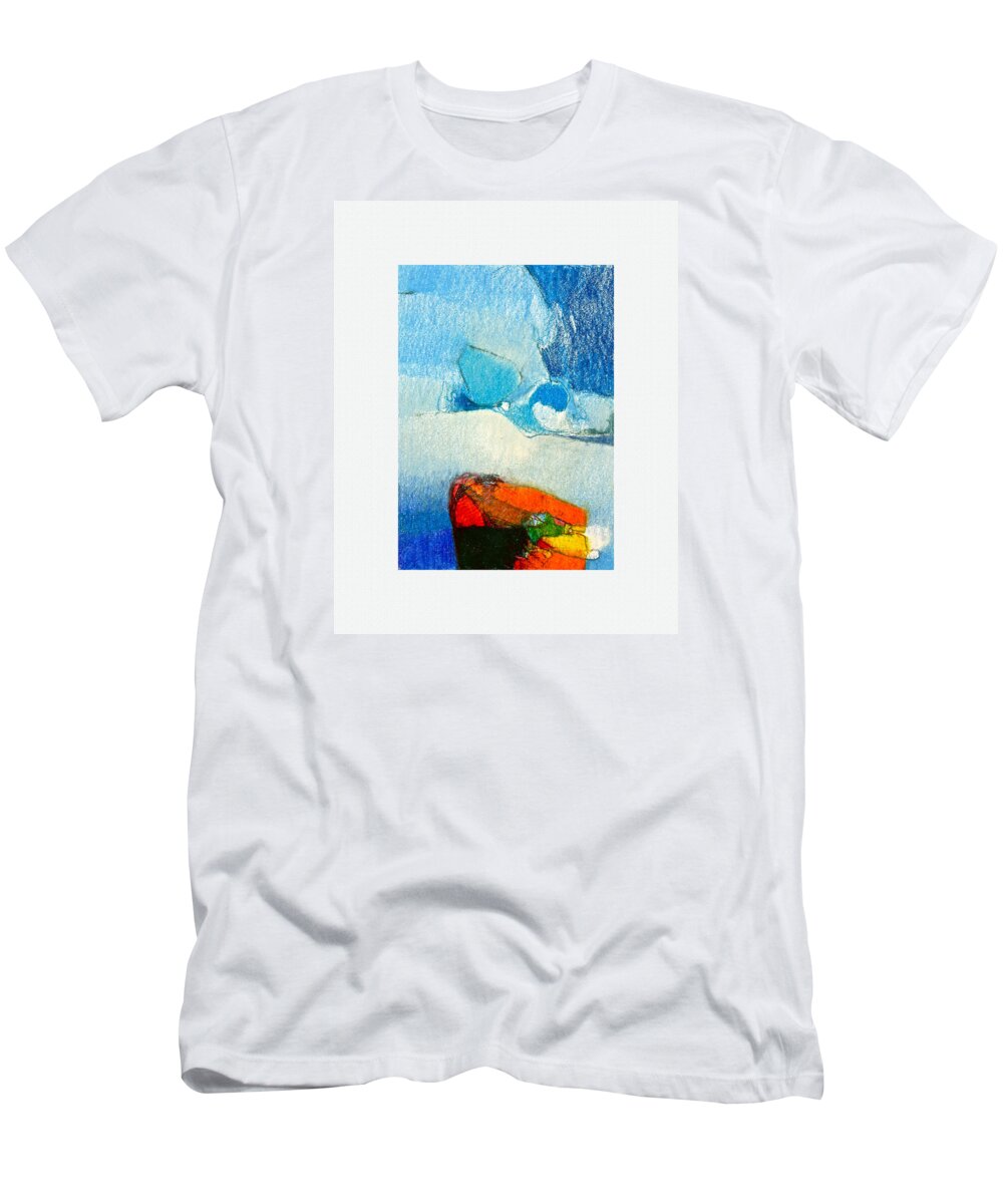 Awing Abstract T-Shirt featuring the drawing Foggy Hot Mesa With Center by Cliff Spohn