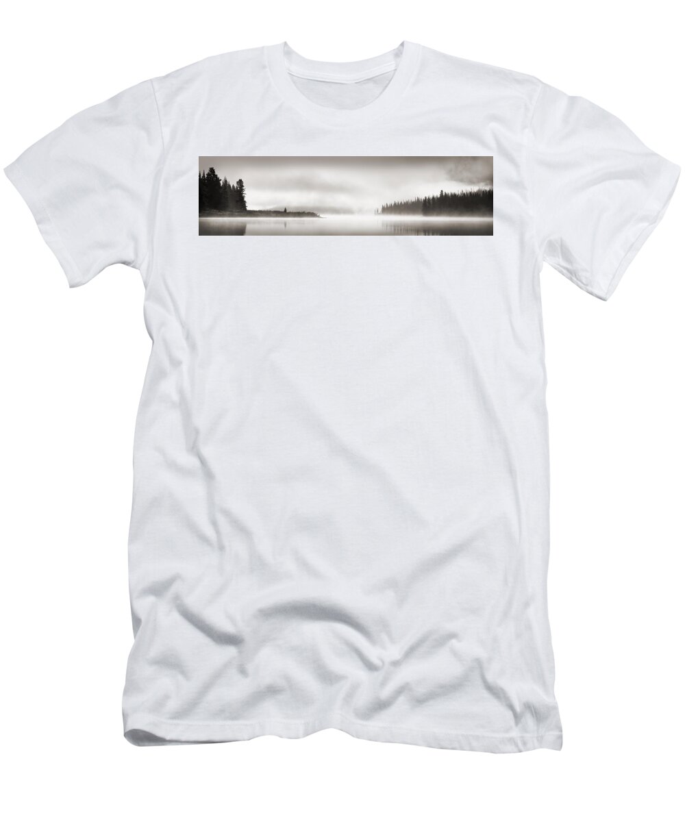 Black And White T-Shirt featuring the photograph Foggy Scene by Corey Hochachka