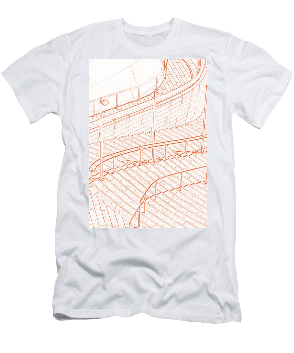 Stairs T-Shirt featuring the photograph Follow The Red Line by Ausra Huntington nee Paulauskaite