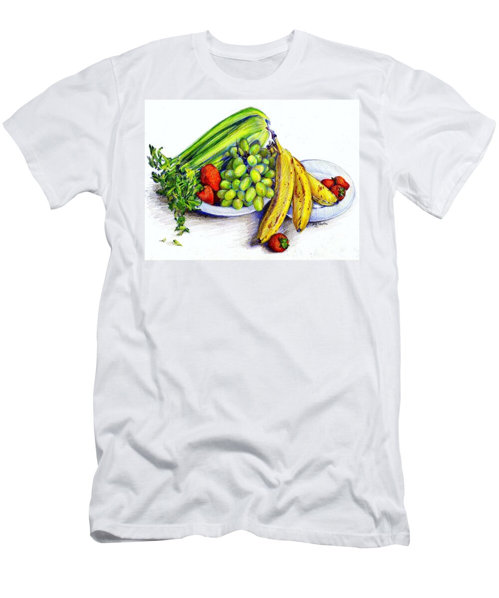 Fruit T-Shirt featuring the drawing Fruit Cocktail by K M Pawelec