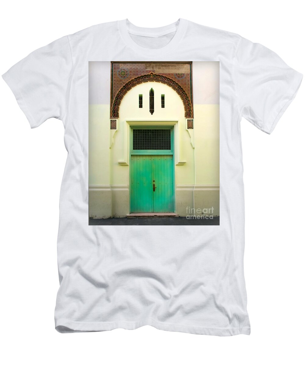 Door T-Shirt featuring the photograph Green Spanish Doors by Perry Webster