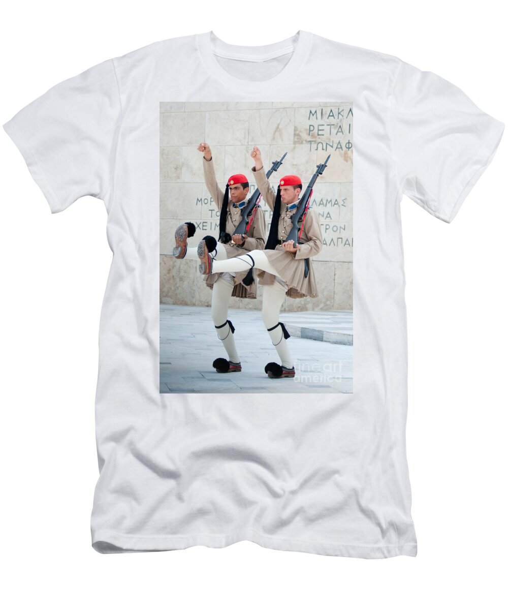 Athens T-Shirt featuring the photograph Guards parade at Syntagma square by Andrew Michael