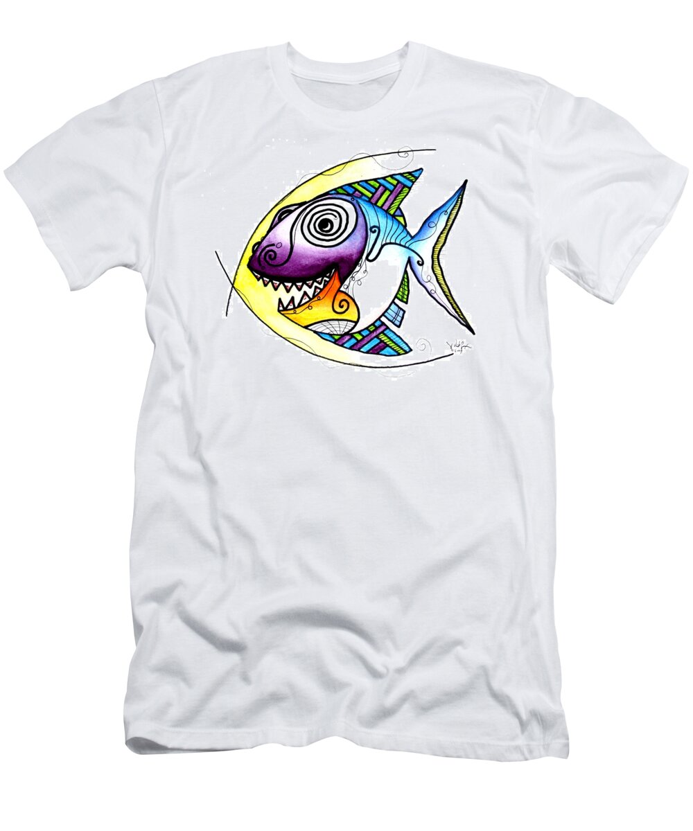 Fish T-Shirt featuring the painting Happy Happy Fish by J Vincent Scarpace