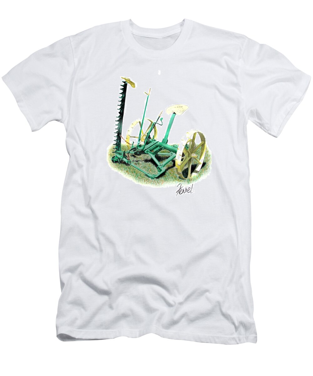 Hay Cutter T-Shirt featuring the painting Hay Cutter by Ferrel Cordle