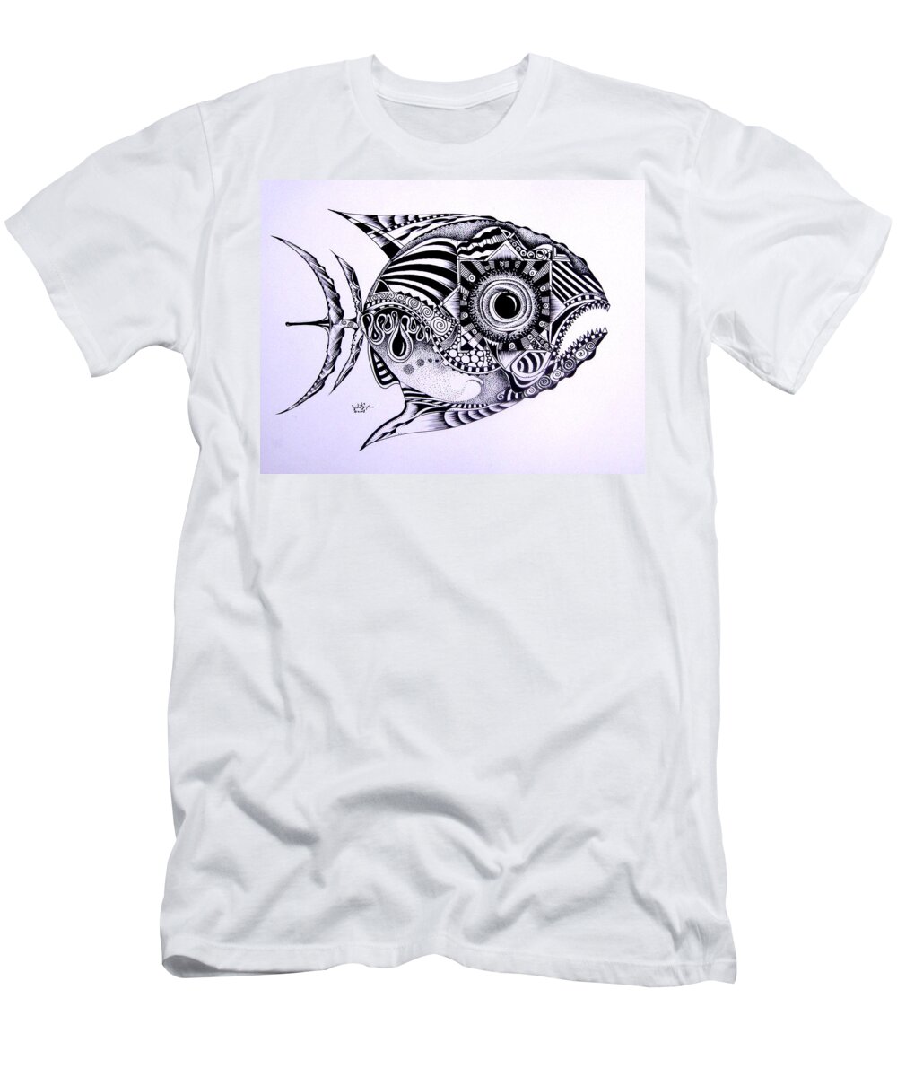 Fish T-Shirt featuring the painting Incomplete Anger by J Vincent Scarpace