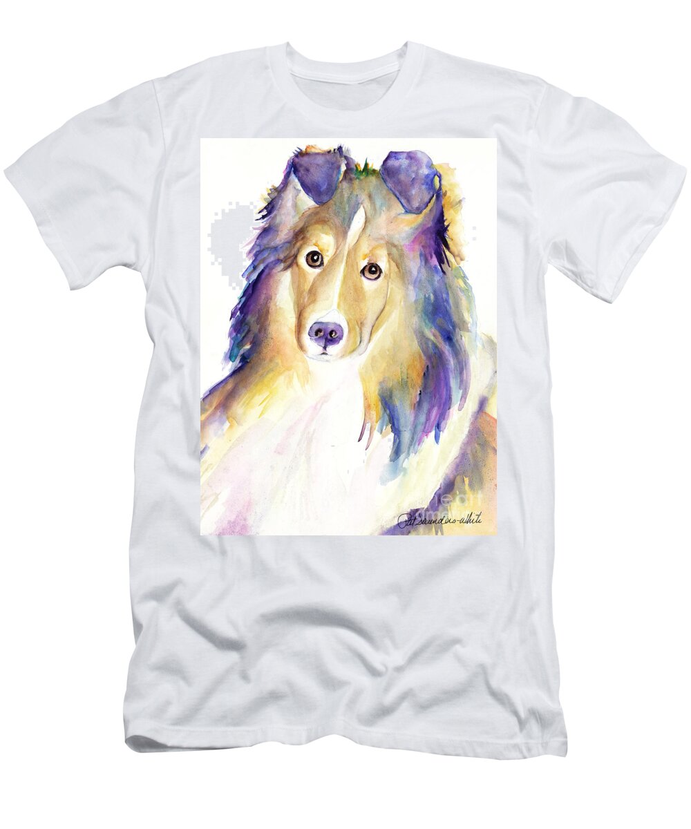 Sheltie T-Shirt featuring the painting Kelly by Pat Saunders-White