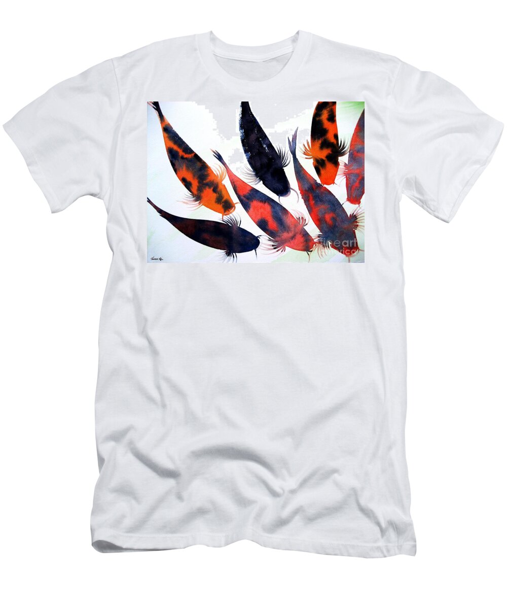 Nature T-Shirt featuring the painting Koi Pond by Frances Ku