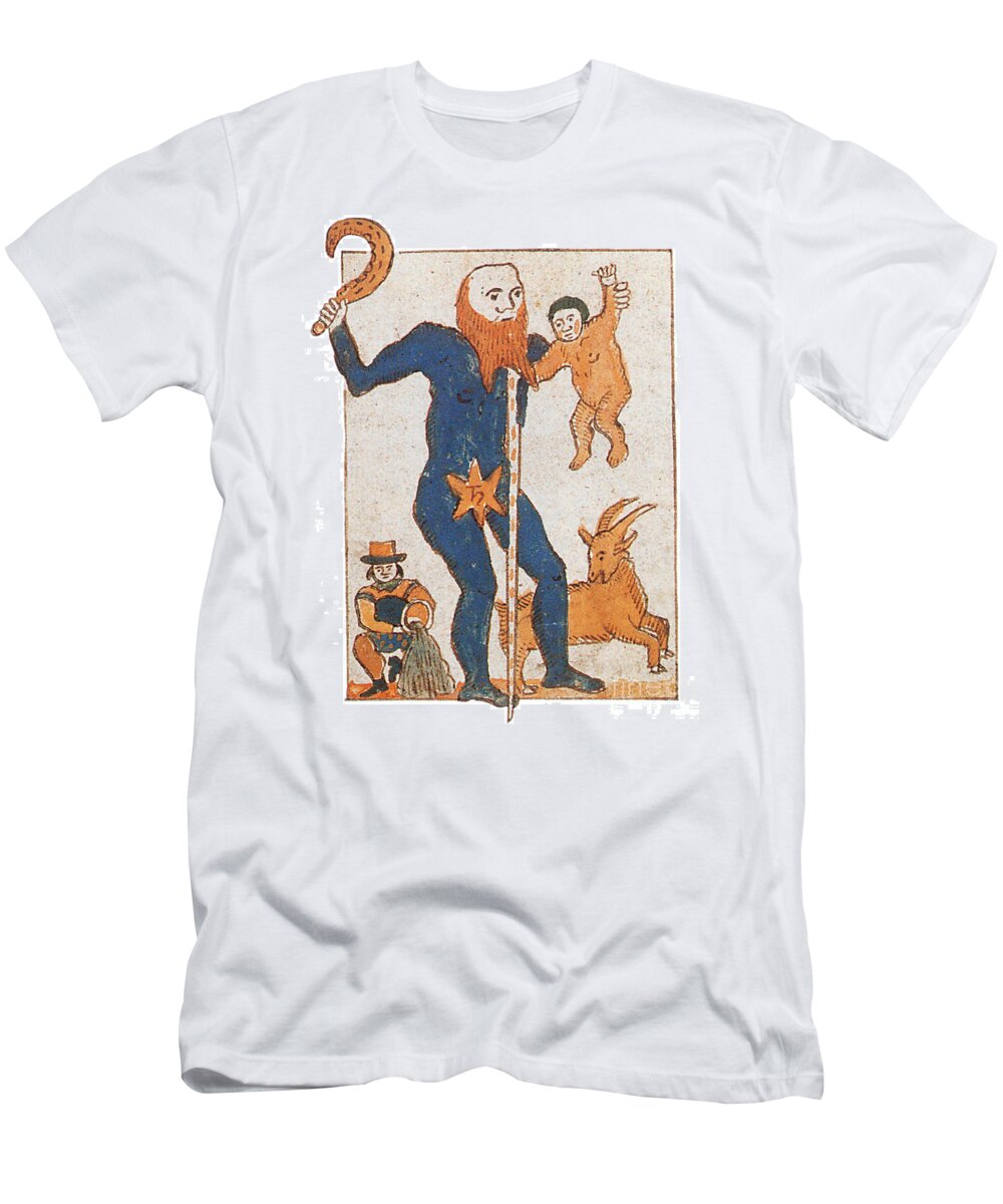 Art T-Shirt featuring the photograph Medieval Illustration Of Saturn by Photo Researchers