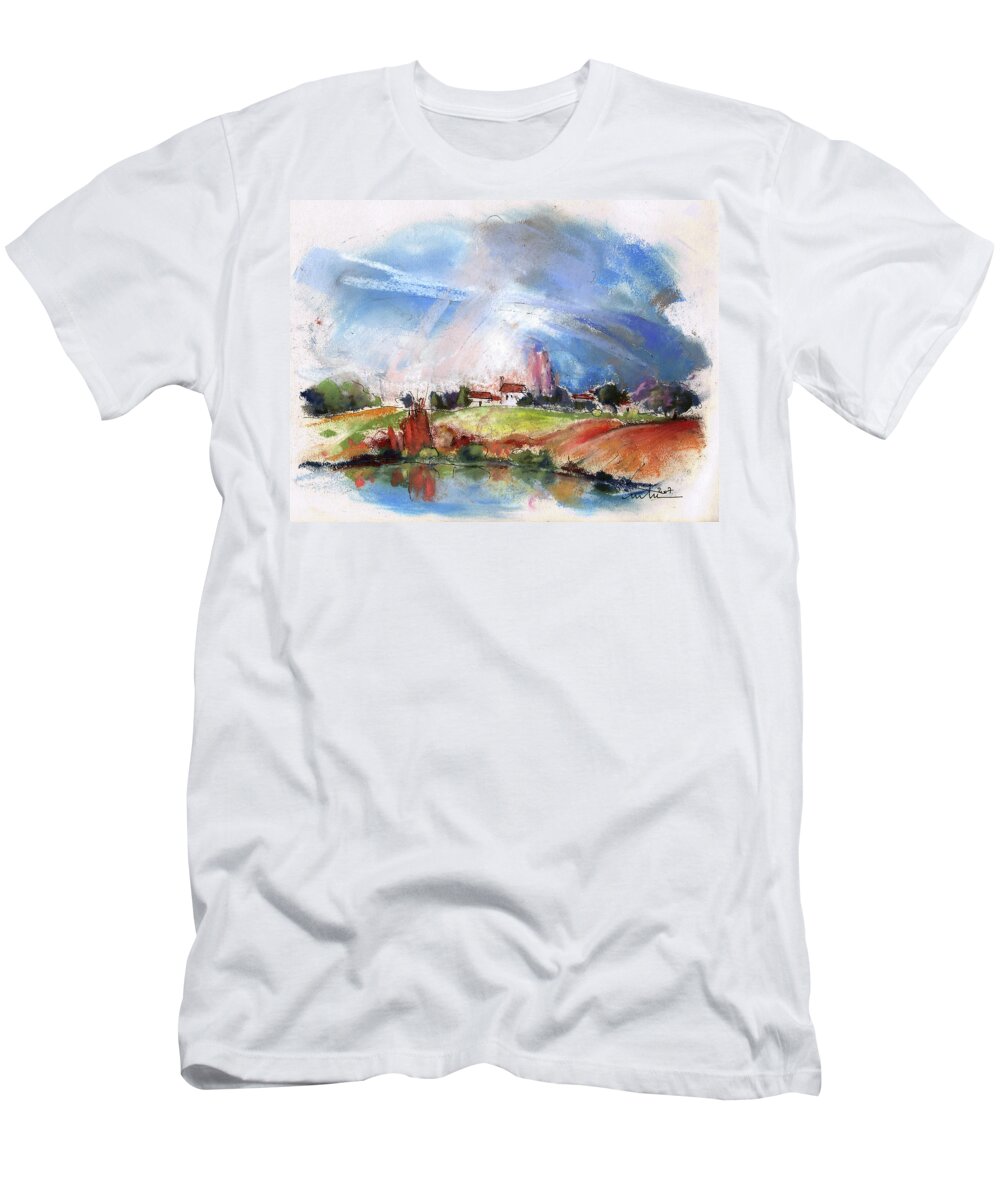 France T-Shirt featuring the painting Ouchamps in France 01 by Miki De Goodaboom