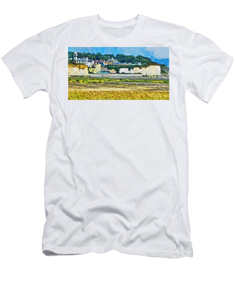 Pegwell T-Shirt featuring the digital art Pegwell Bay by Steve Taylor