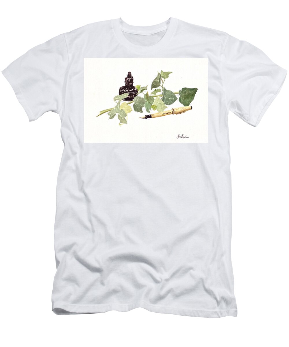 Ink T-Shirt featuring the painting Pen Ink and Ivy by Frank SantAgata