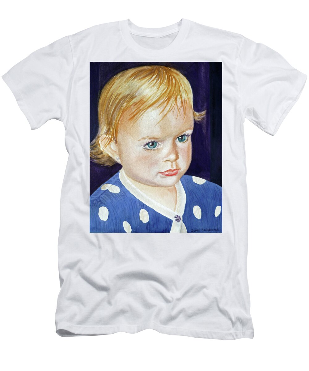 Girl Portrait T-Shirt featuring the painting Polka Dots by Irina Sztukowski