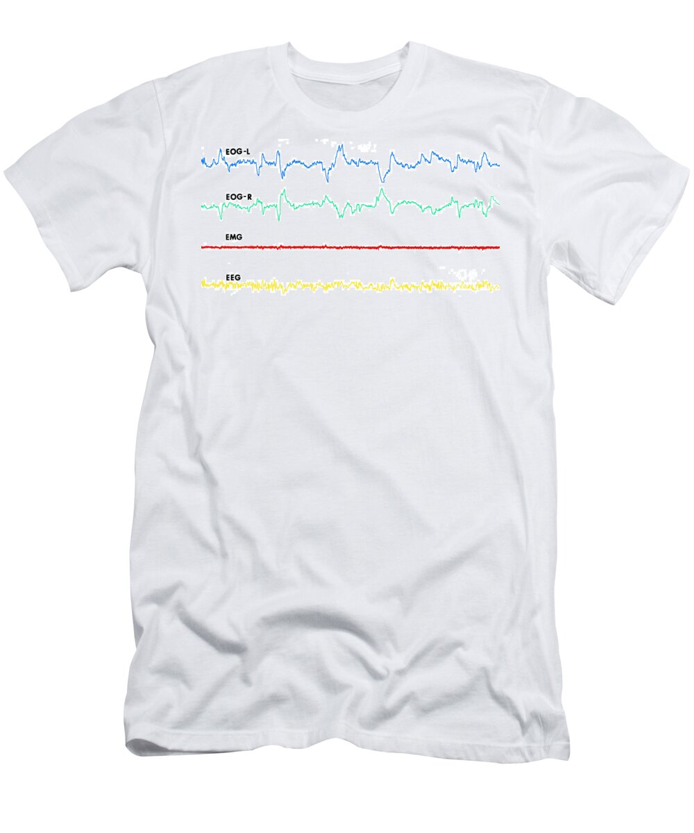 Polygraph T-Shirt featuring the photograph Polygraph Tracings Of Rem Sleep by Omikron