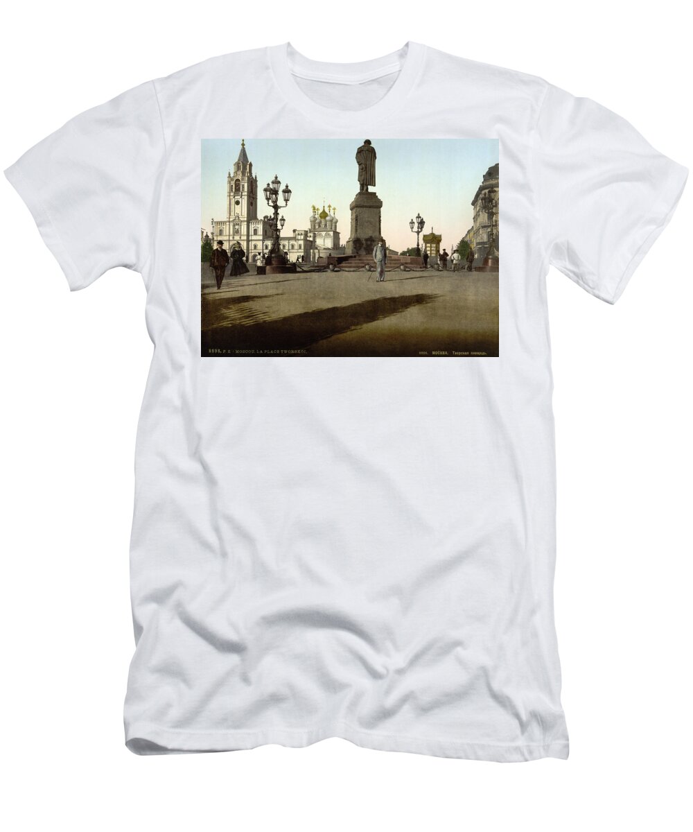 1890s T-Shirt featuring the photograph PUSHKIN MONUMENT, c1895 by Granger
