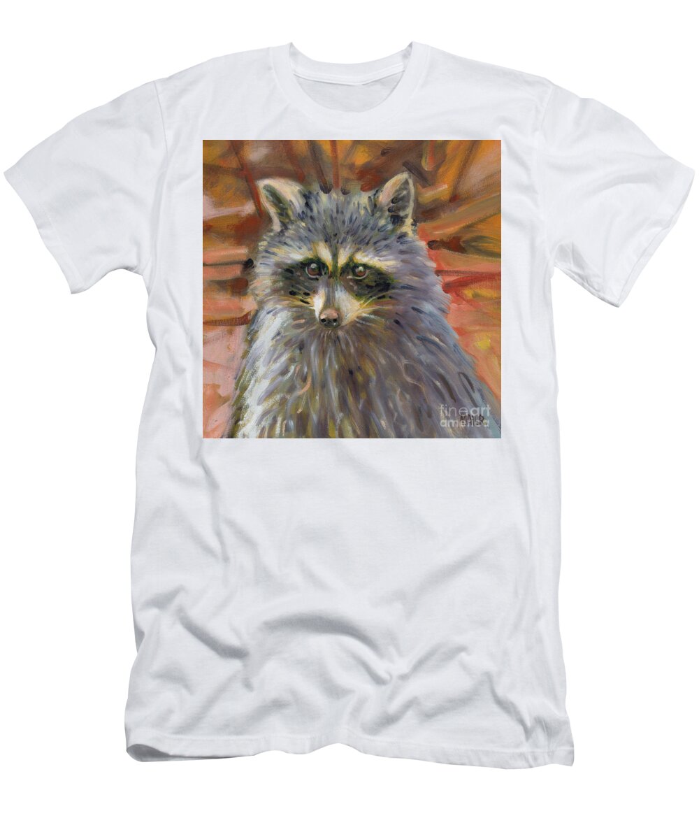 Racoon T-Shirt featuring the painting Racoon by Donald Maier