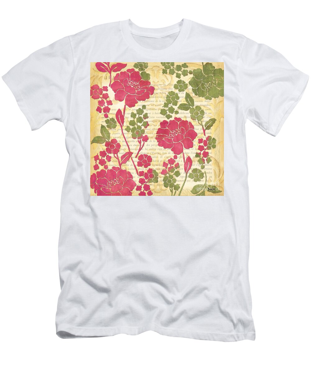 Sorbet T-Shirt featuring the painting Raspberry Sorbet Floral 1 by Debbie DeWitt