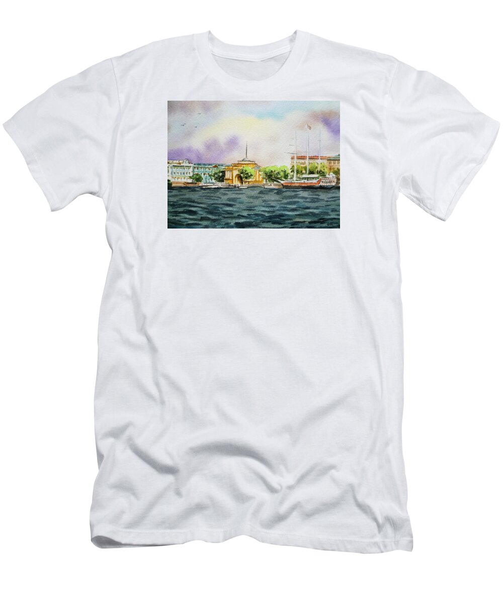 Russia T-Shirt featuring the painting Russia Saint Petersburg Neva River by Irina Sztukowski