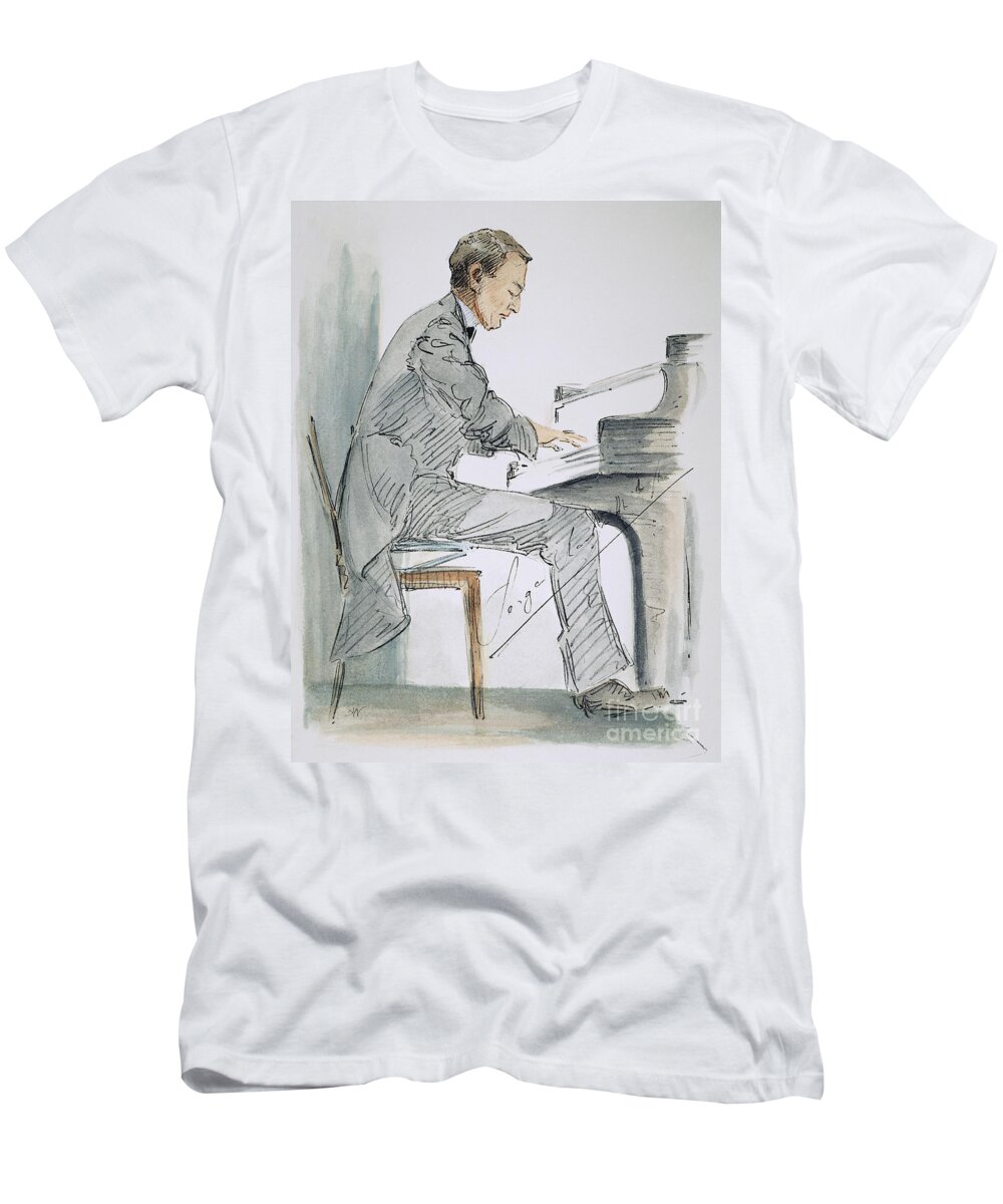 1935 T-Shirt featuring the drawing Sergei Rachmaninoff by Hilda Wiener