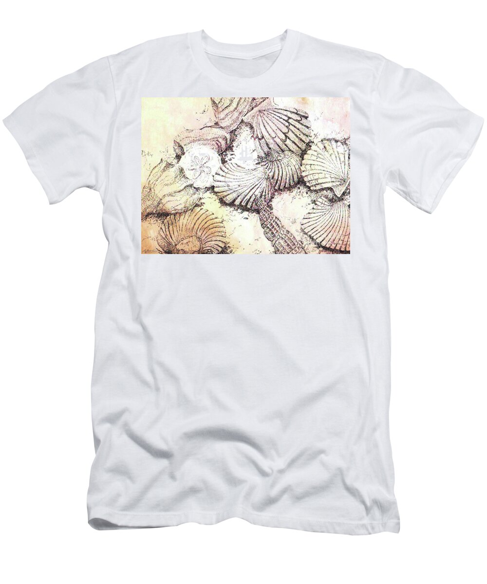 Shells T-Shirt featuring the mixed media Shells by Lizi Beard-Ward