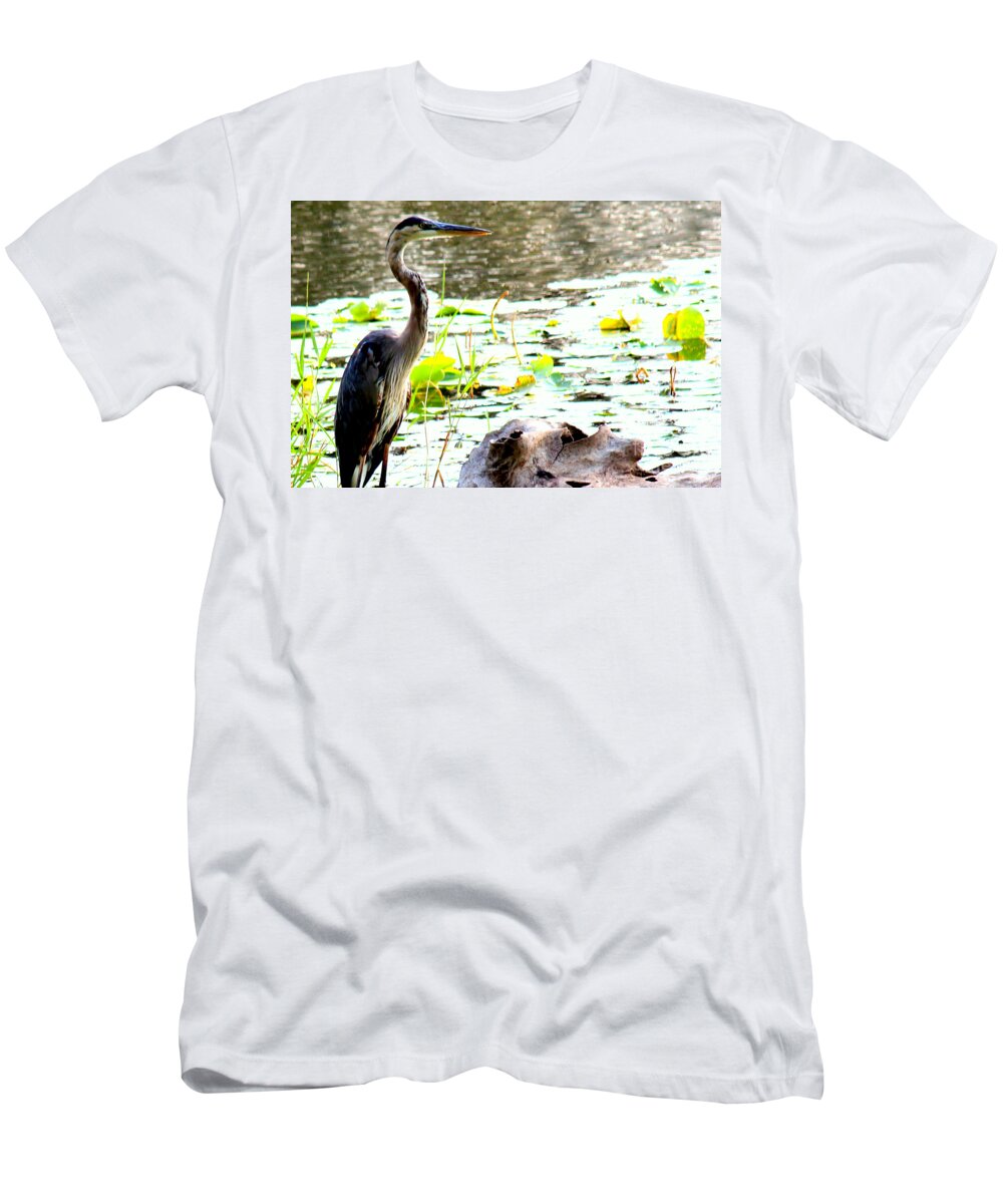 Blue Heron T-Shirt featuring the photograph Silent Solitude by Kathy White