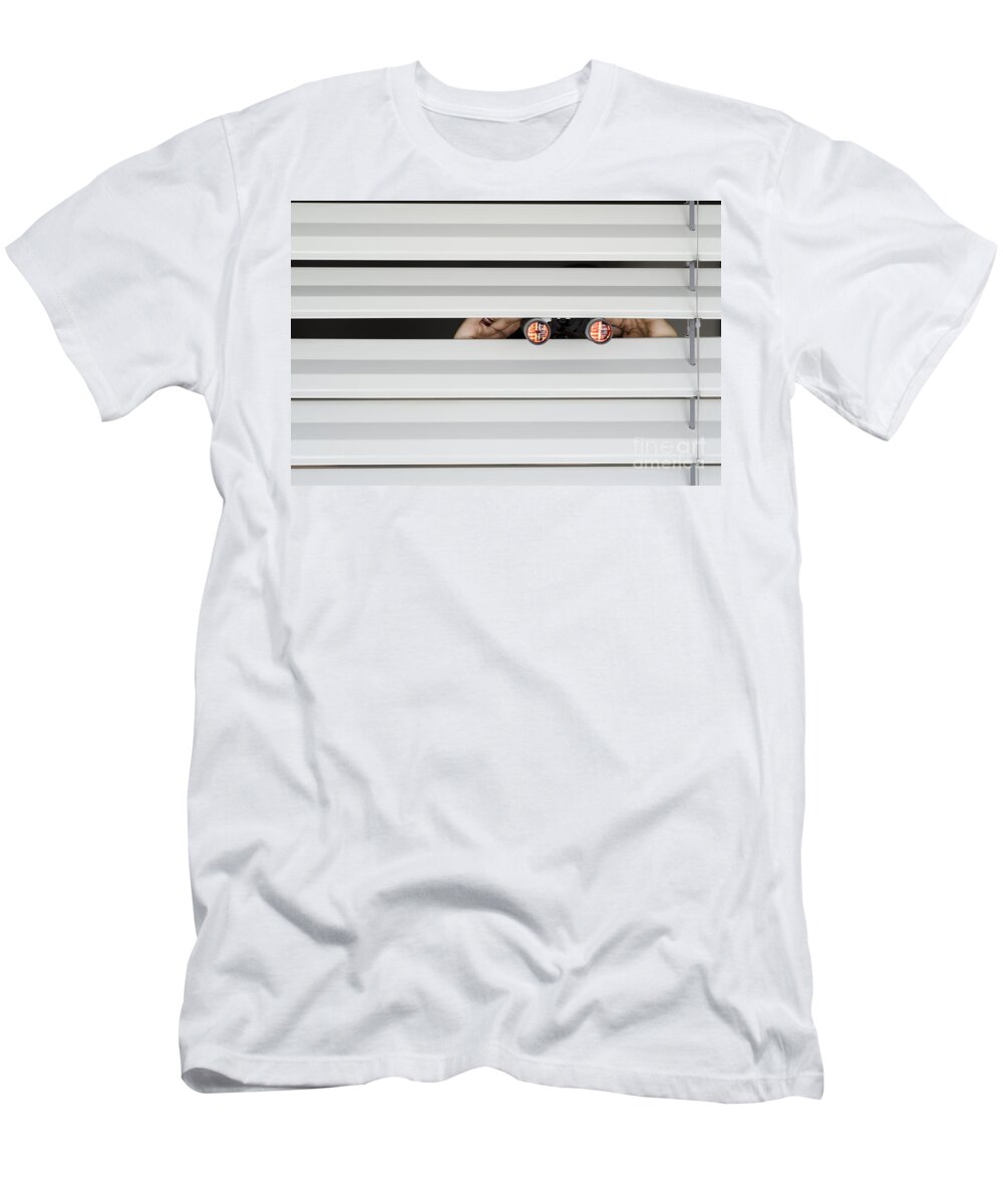 Blinds T-Shirt featuring the photograph Spying by Mats Silvan