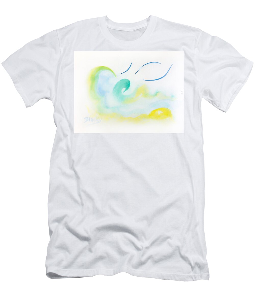 Beach T-Shirt featuring the painting Summer At The Beach by Donna Blackhall
