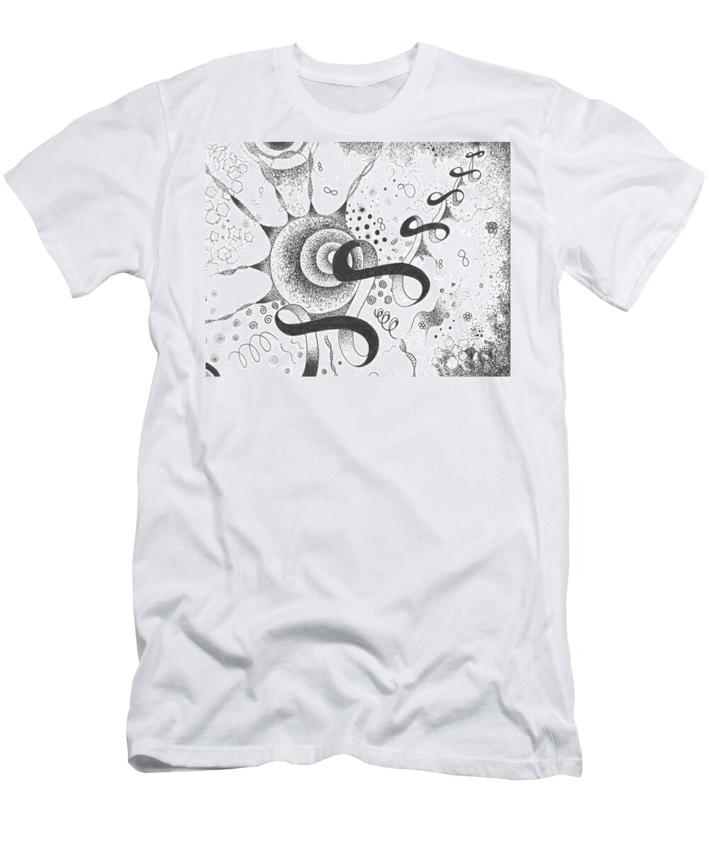 Abstract T-Shirt featuring the drawing The Silent Dance of the Particles by Helena Tiainen