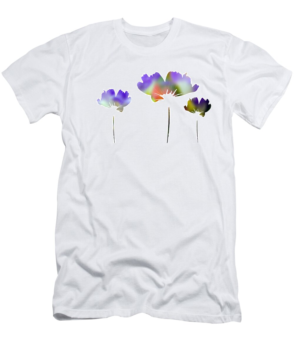 Silhouette T-Shirt featuring the mixed media Three Feeling Freesia by Angelina Tamez