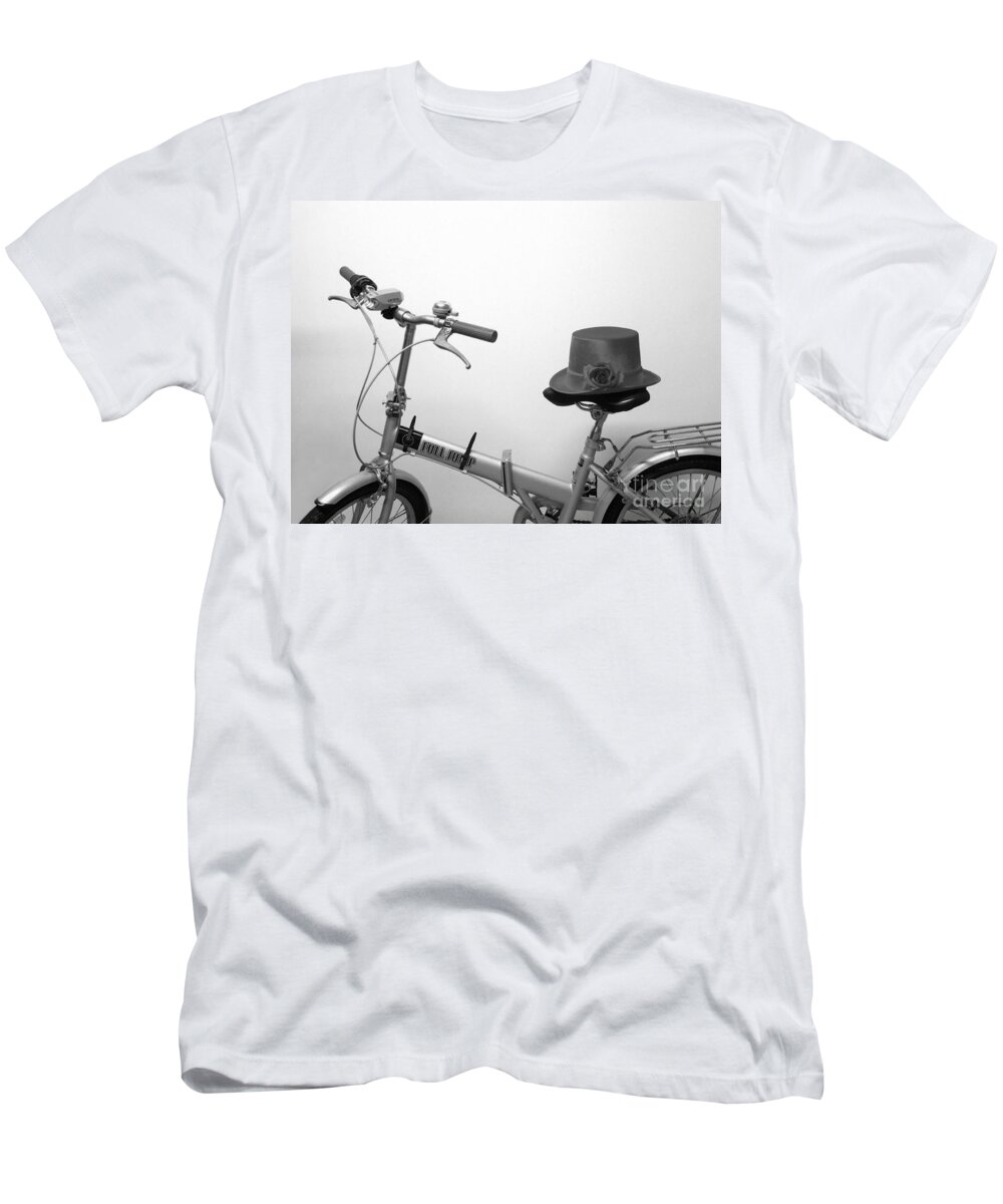 Bicycle T-Shirt featuring the photograph Traveling in Style . black and white by Renee Trenholm