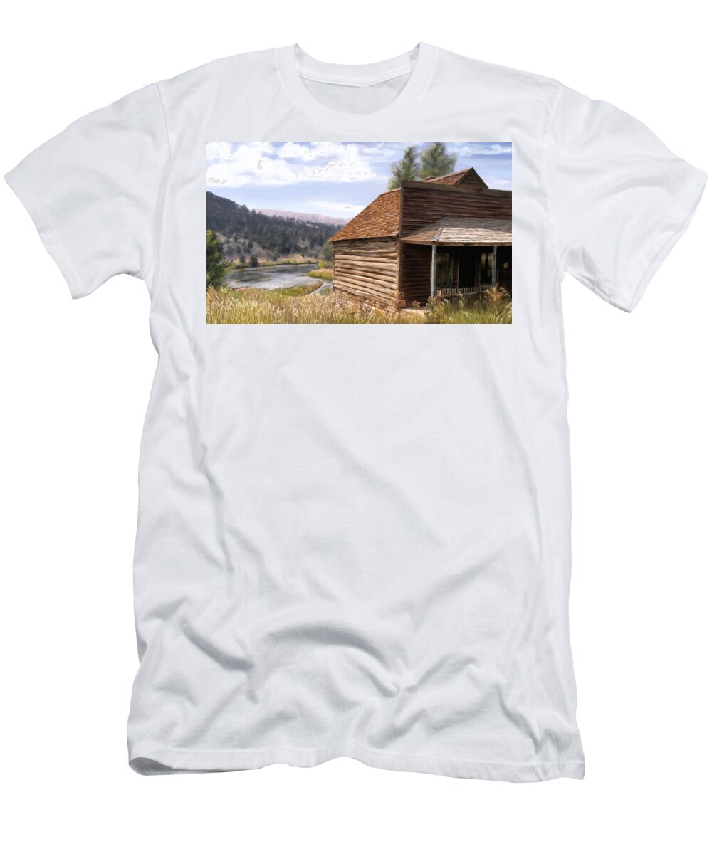 Mountains T-Shirt featuring the painting VC Backyard by Susan Kinney