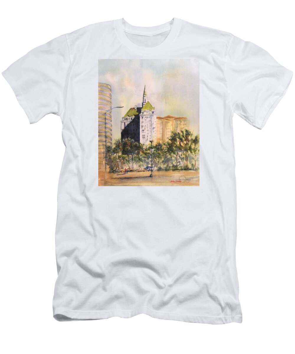 Villa Riviera T-Shirt featuring the painting Villa Riviera by Debbie Lewis