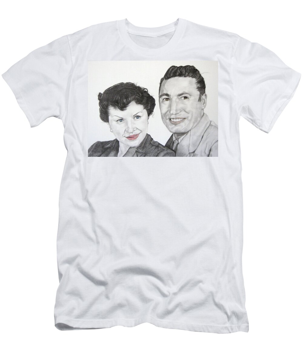 Graphite T-Shirt featuring the drawing Wedding Day 1954 by Mayhem Mediums