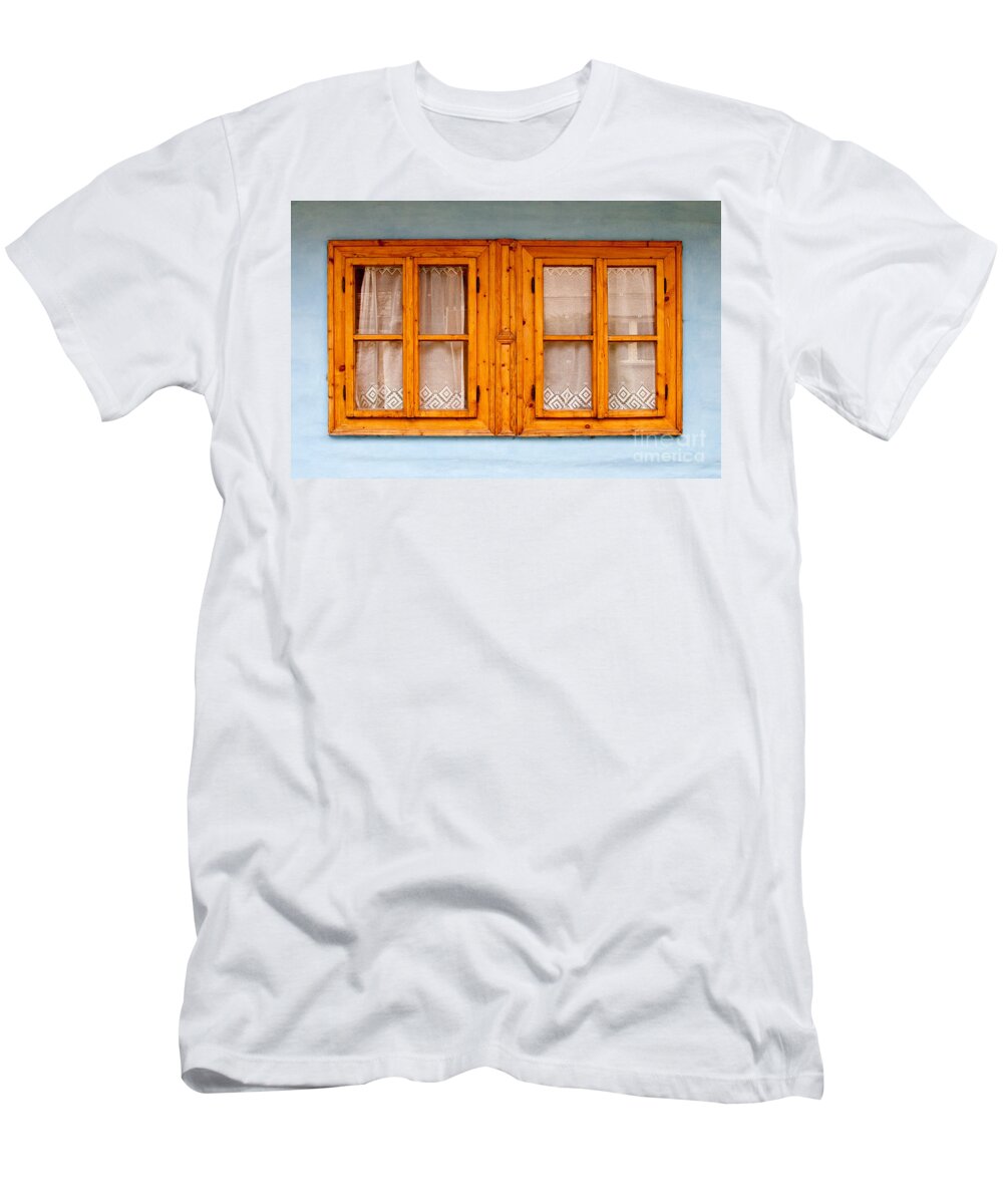 Blue T-Shirt featuring the photograph Wooden windows by Les Palenik