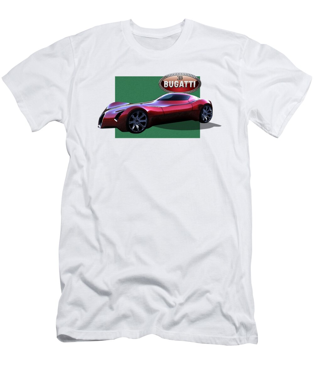 �bugatti� By Serge Averbukh T-Shirt featuring the photograph 2025 Bugatti Aerolithe Concept with 3 D Badge by Serge Averbukh