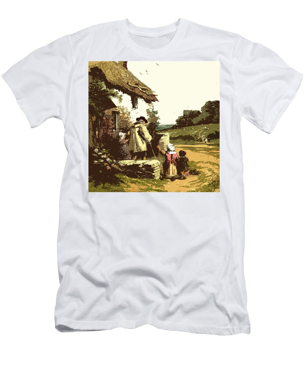 A Walk With The Grand Kids Large T-Shirt featuring the digital art A Walk With The Grand Kids #1 by Digital Art Cafe