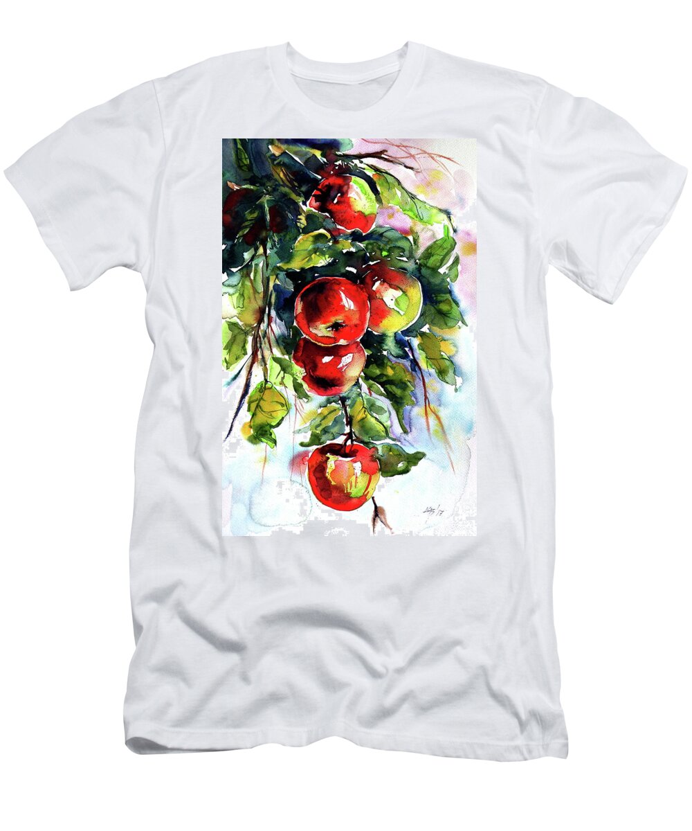 Apples T-Shirt featuring the painting Apples #1 by Kovacs Anna Brigitta