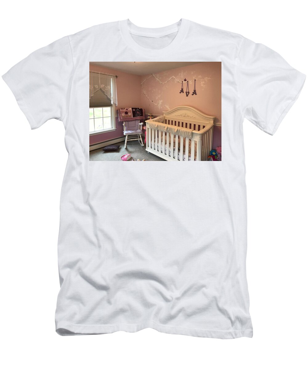 Mural T-Shirt featuring the painting Avas room #1 by Laura Lee Zanghetti