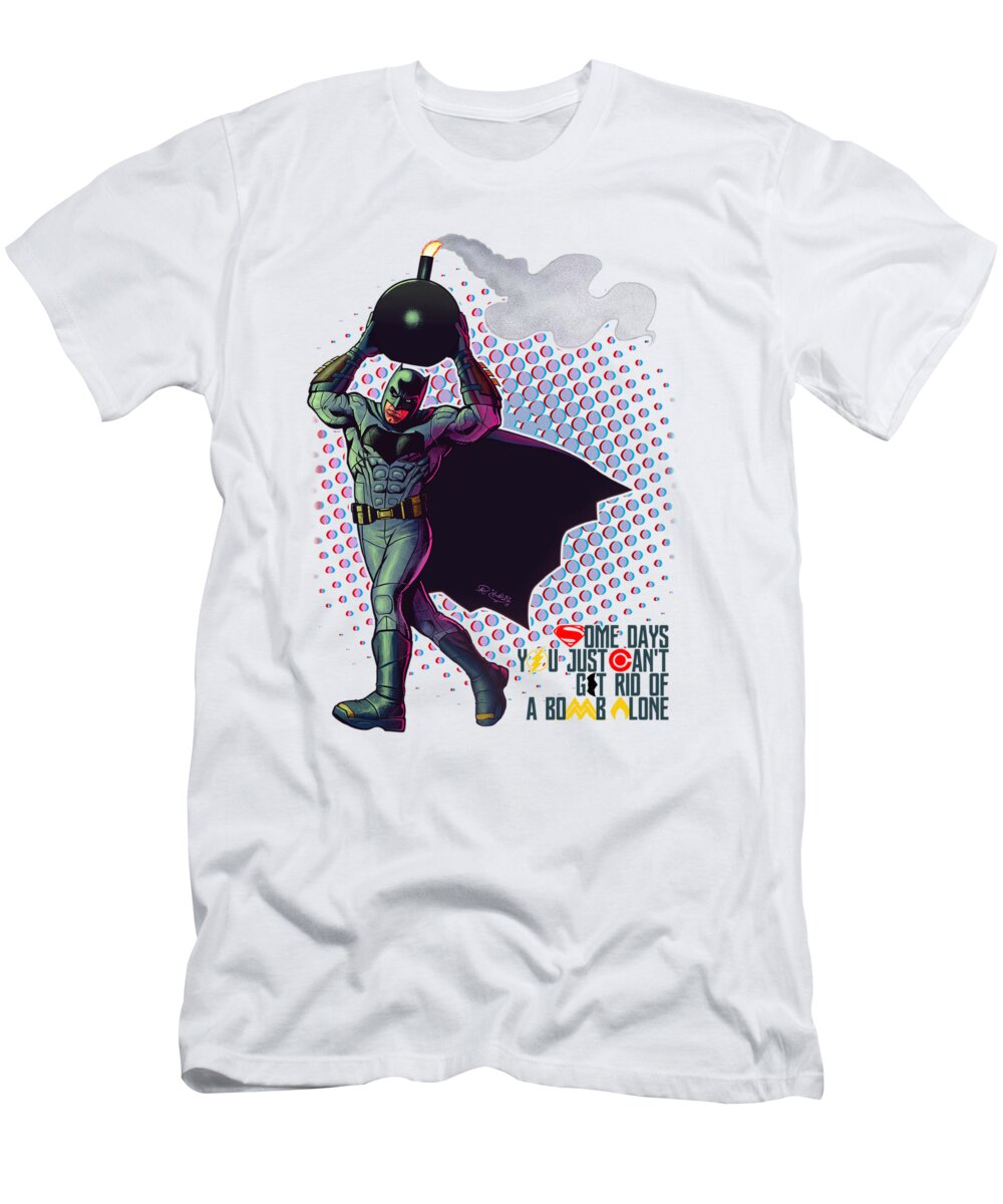 Batfleck T-Shirt featuring the digital art Batfleck and the Bomb #1 by Khaled Alsabouni