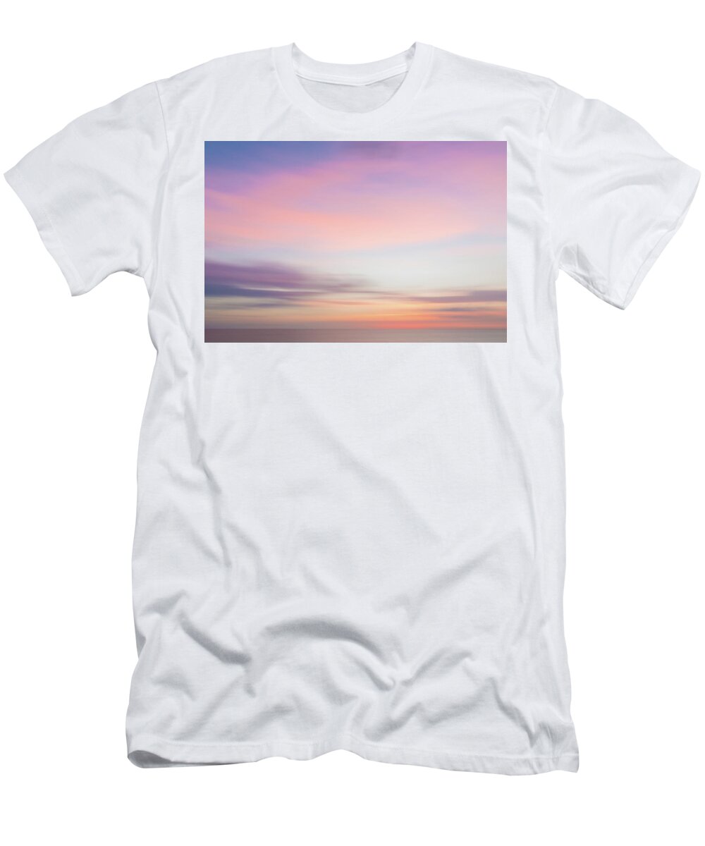 Abstract T-Shirt featuring the photograph Blurred sunset sky and ocean #1 by Irina Moskalev