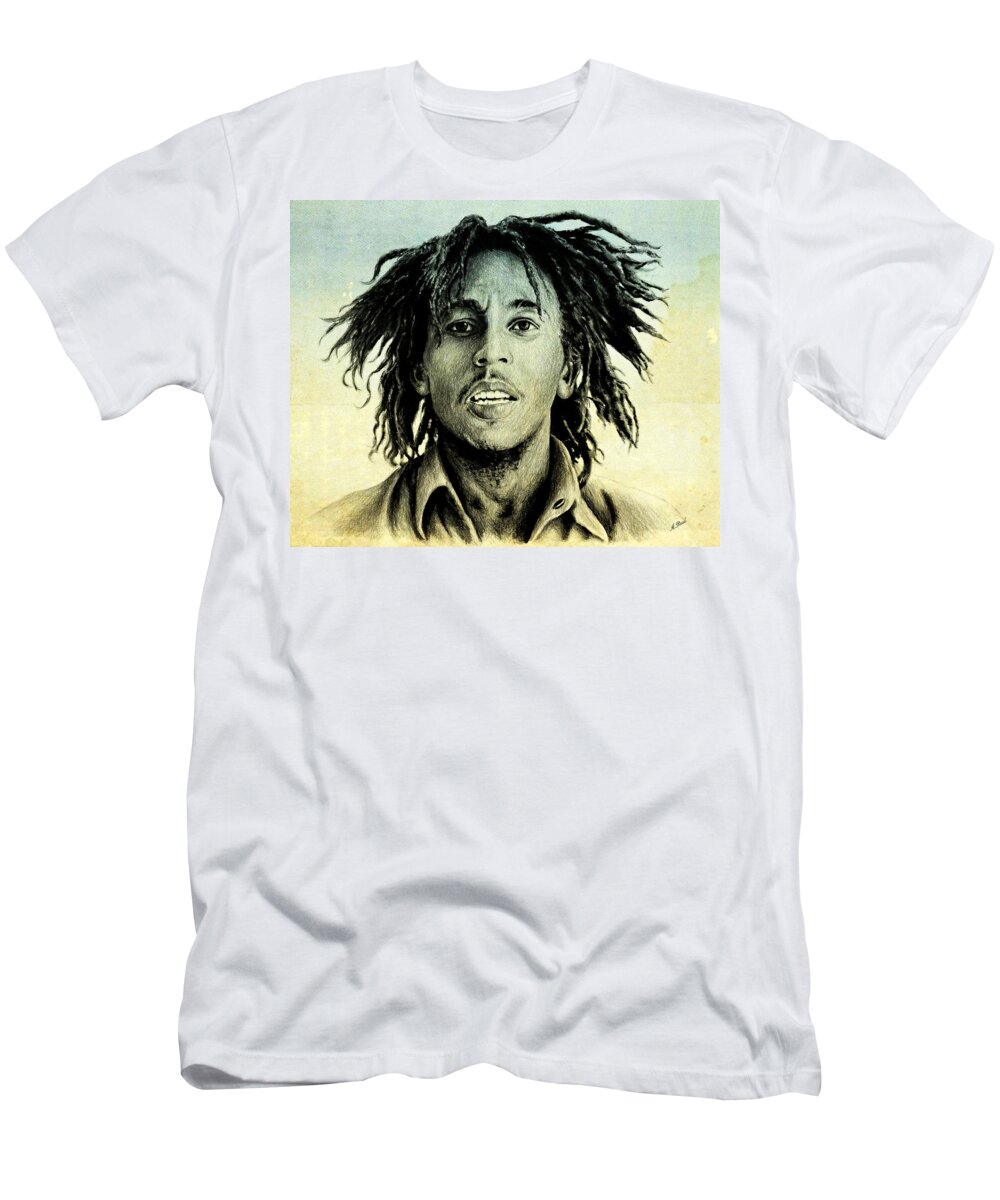 Bob Marley T-Shirt featuring the drawing Bob Marley #1 by Andrew Read